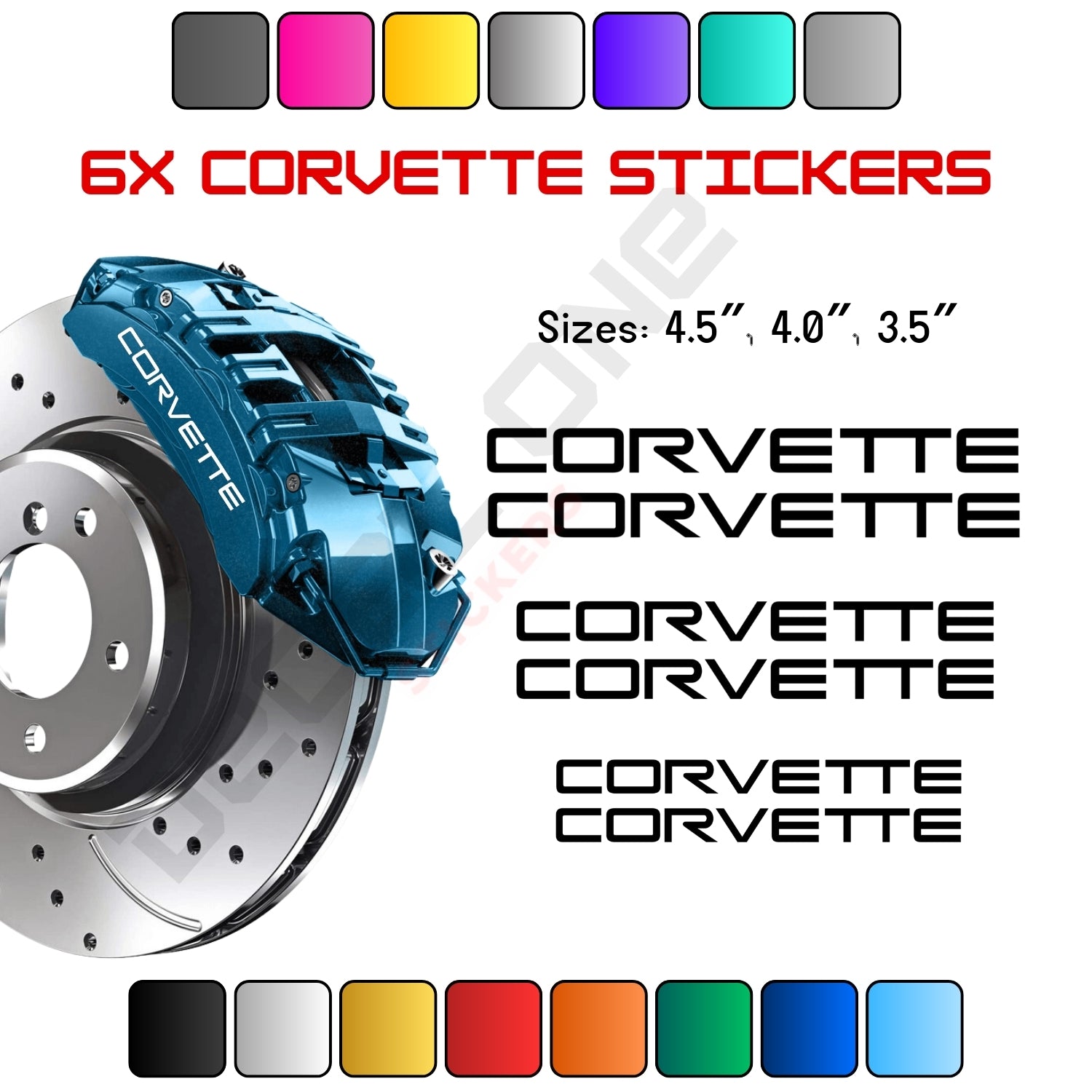 6x Corvette Caliper Stickers