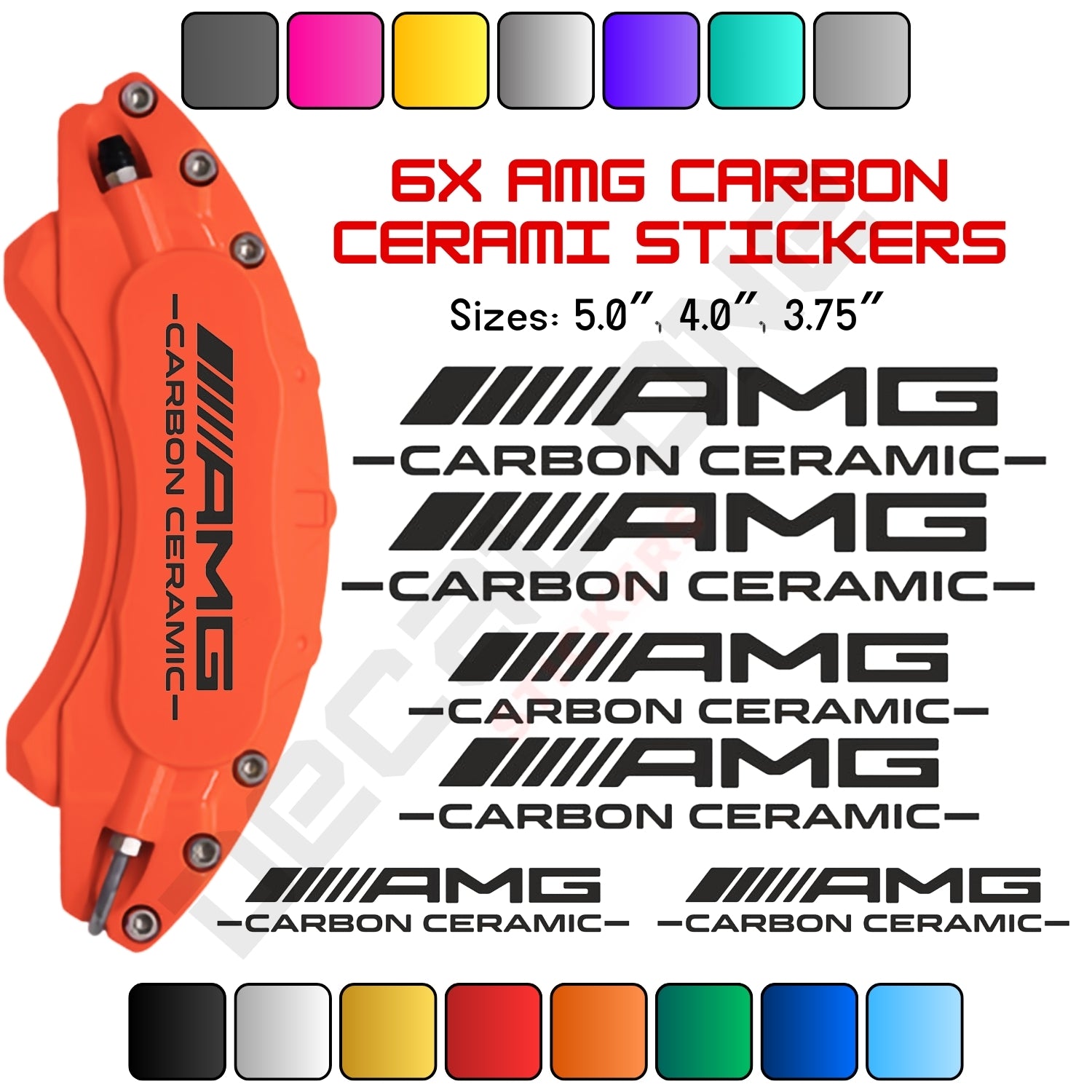 6x Mercedes AMG Carbon Ceramic Caliper Stickers