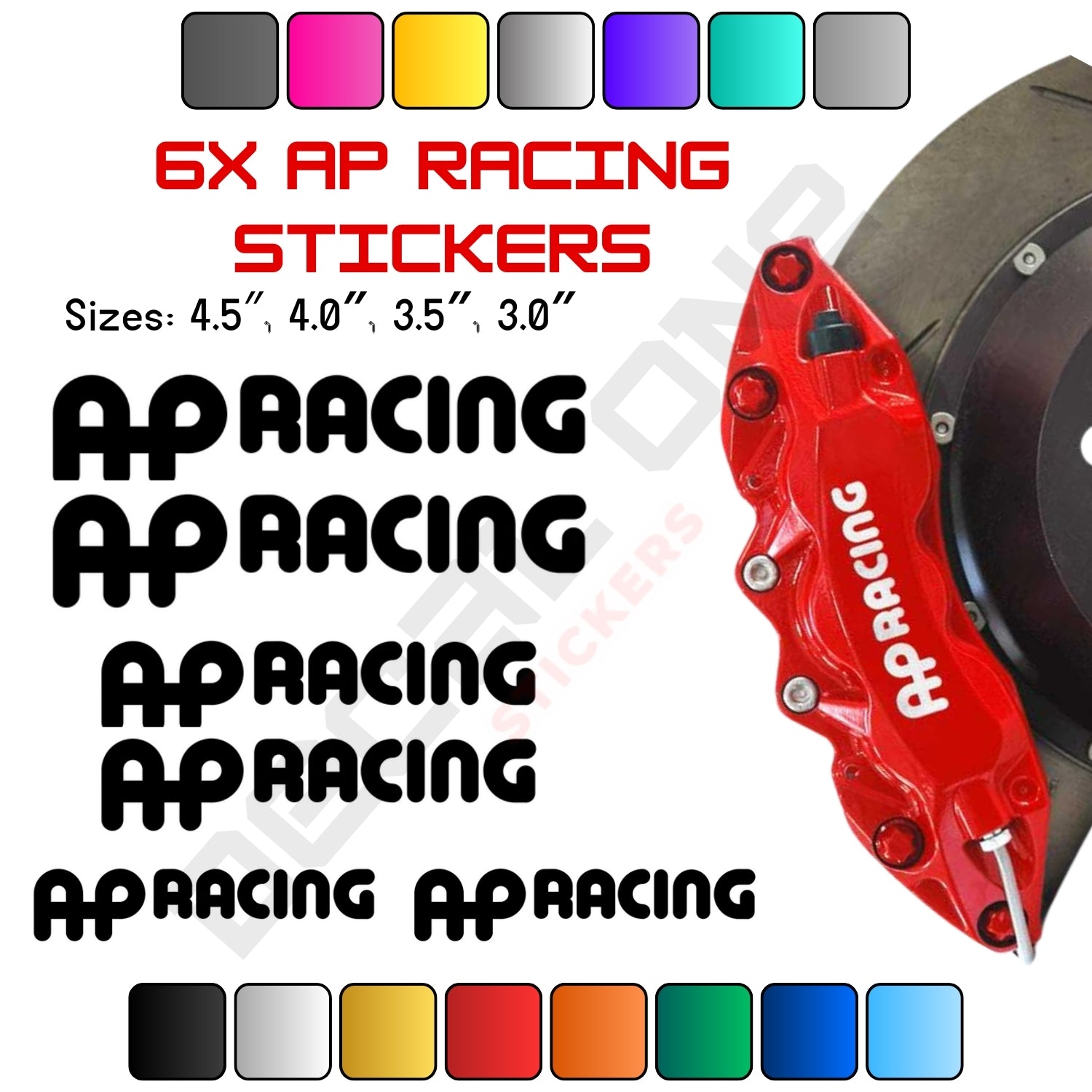 8x AP Racing Caliper Stickers