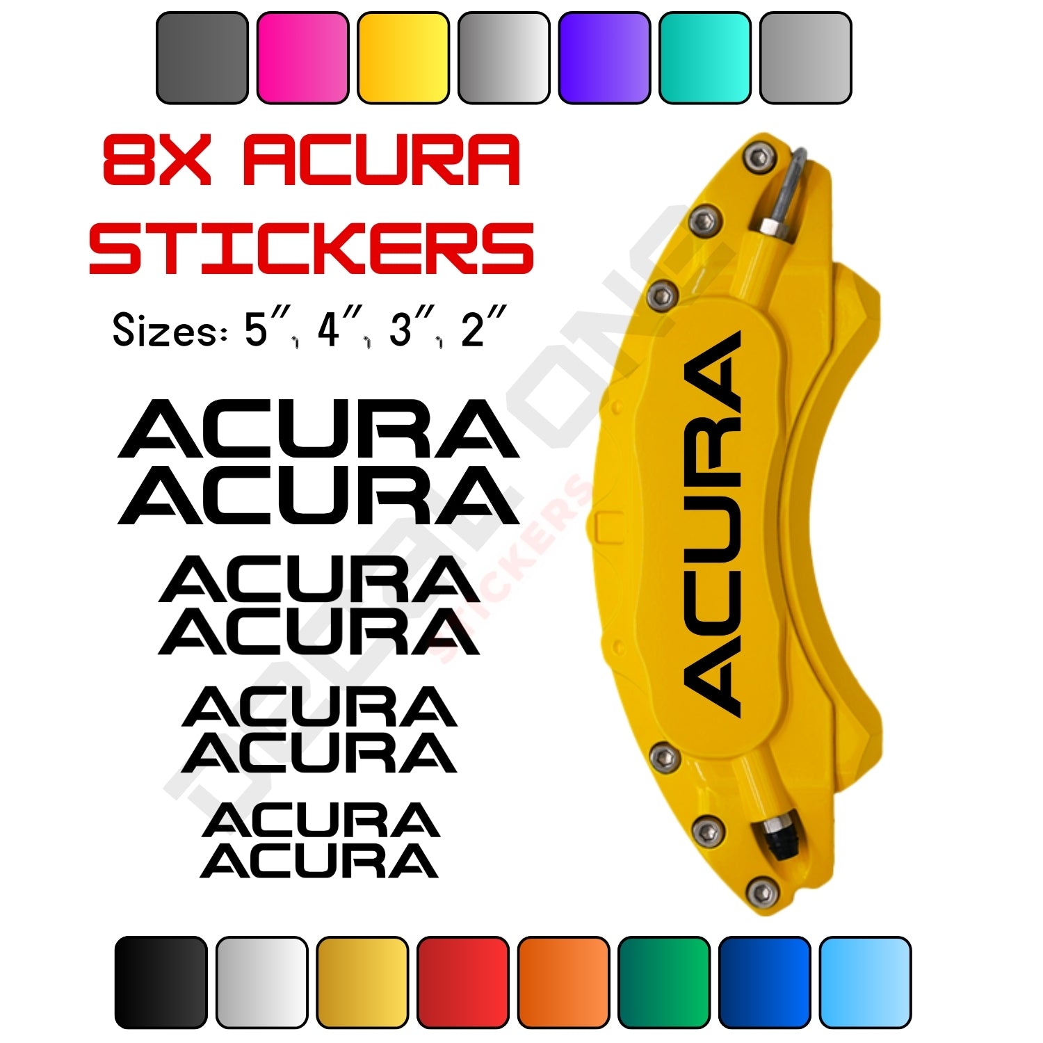 8x Acura Caliper Stickers