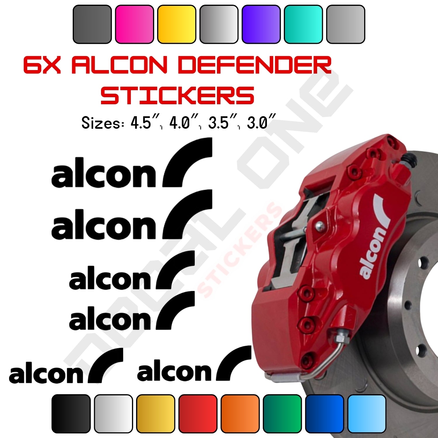 8x Alcon Defender Caliper Stickers