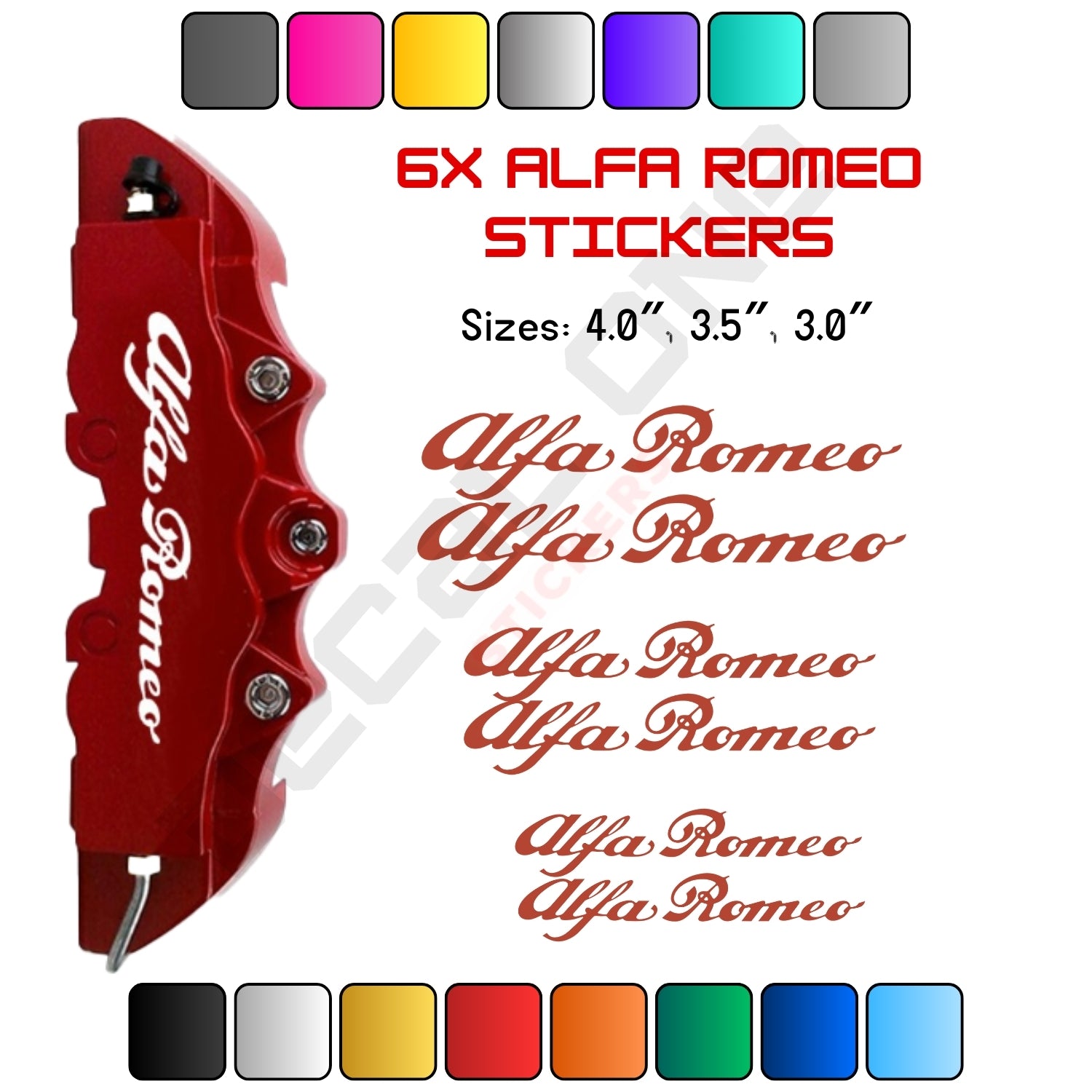 6x Alfa Romeo Caliper Stickers