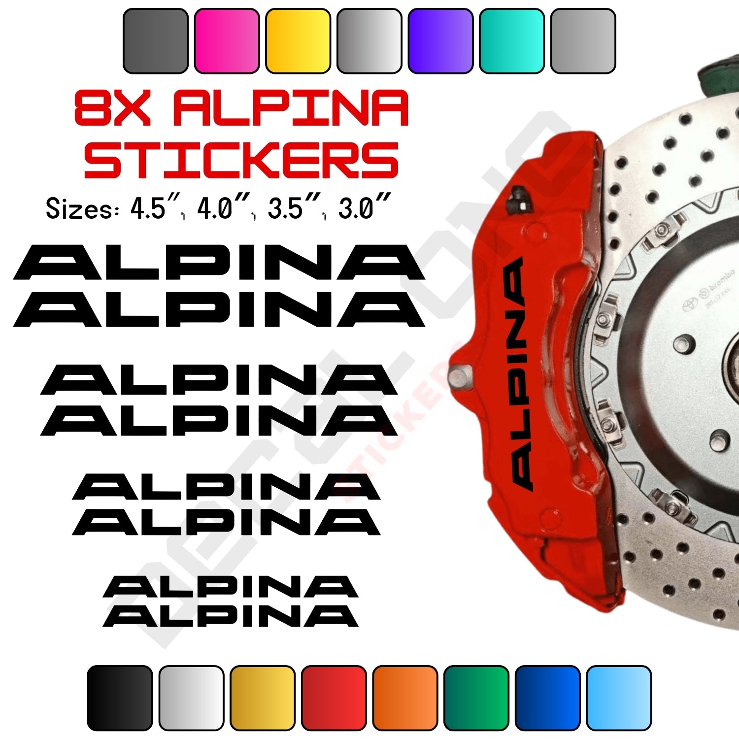 8x Alpina Caliper Stickers