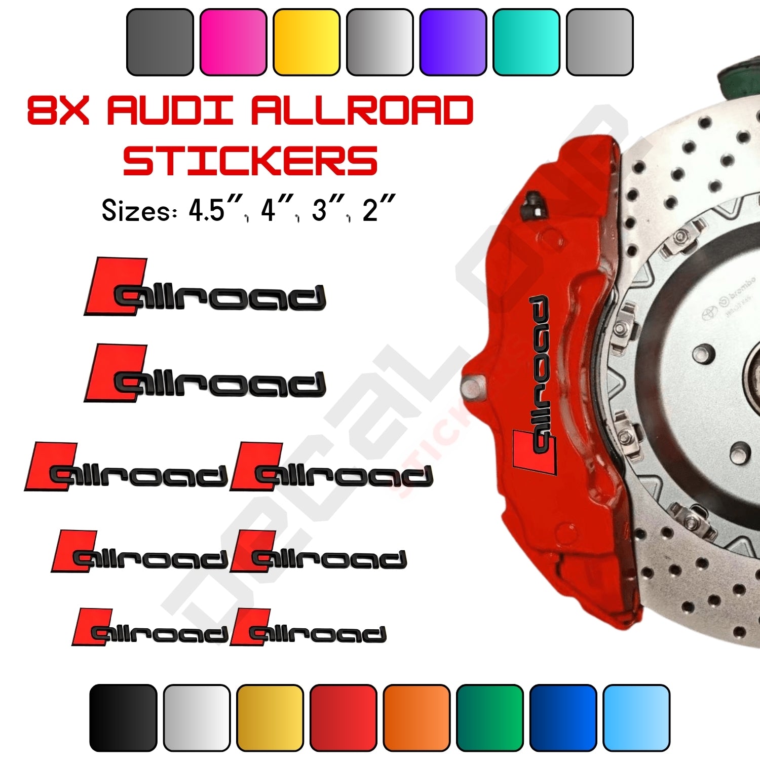 8x Audi Allroad Caliper Stickers