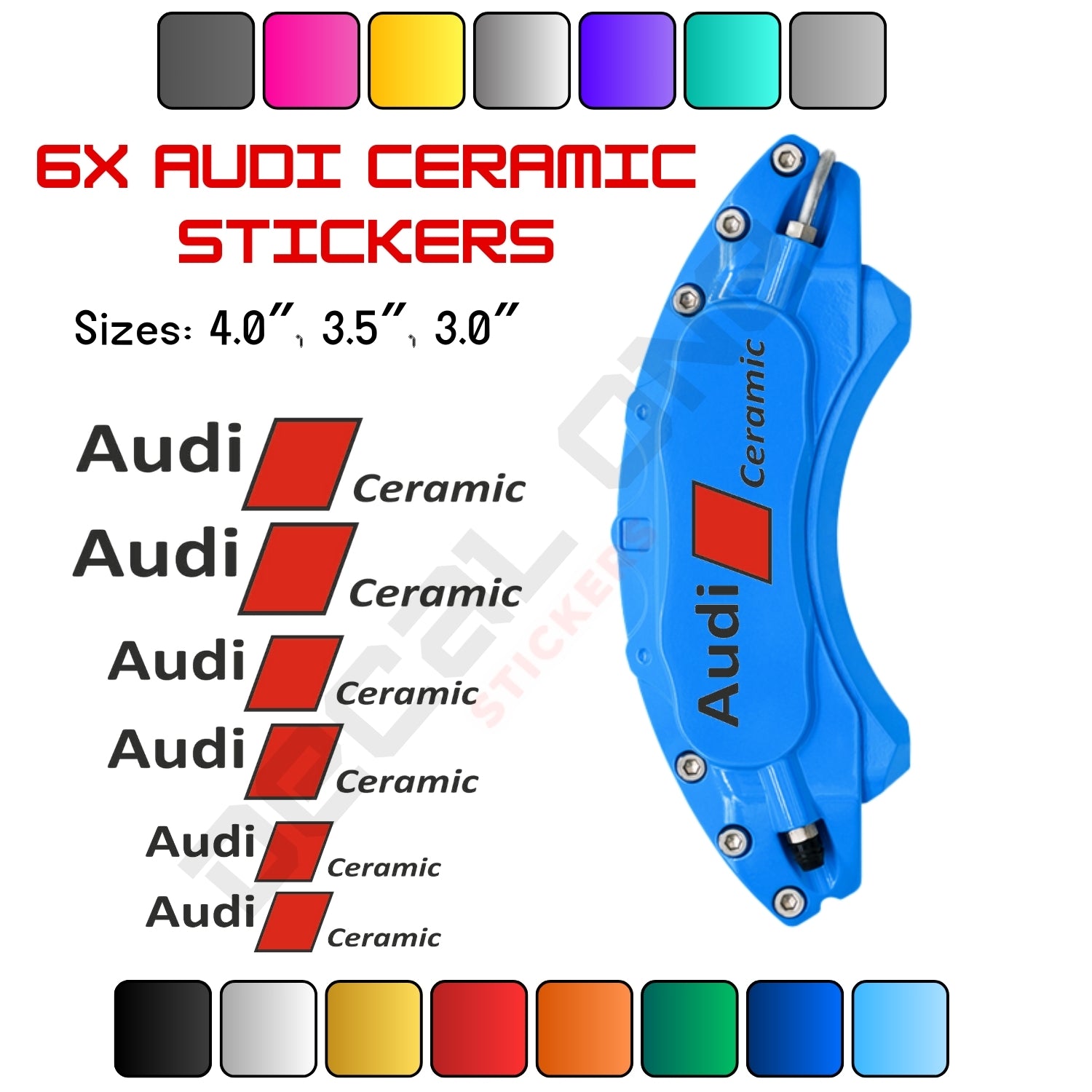 6x Audi Ceramic Caliper Stickers