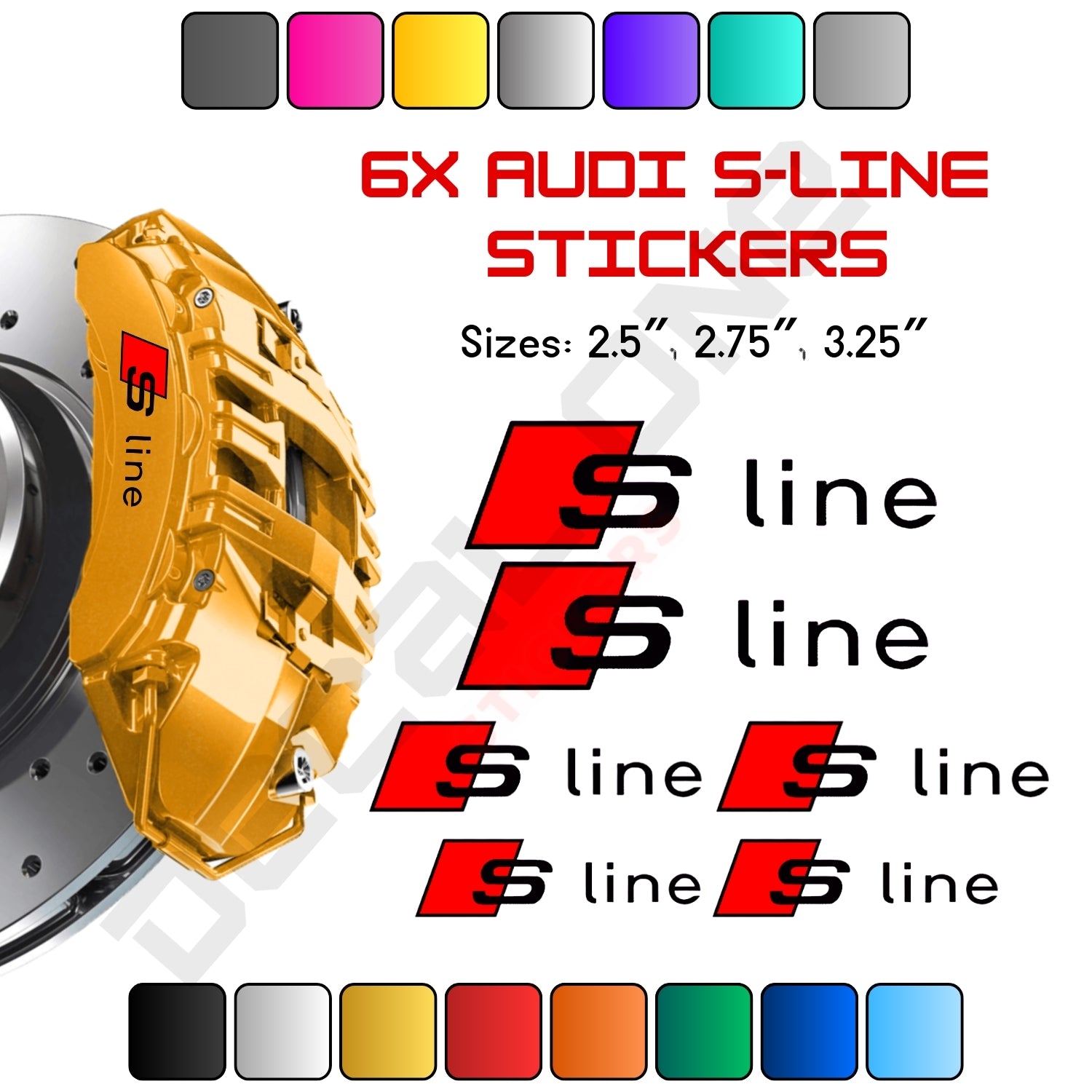 6x Audi S-Line Caliper Stickers