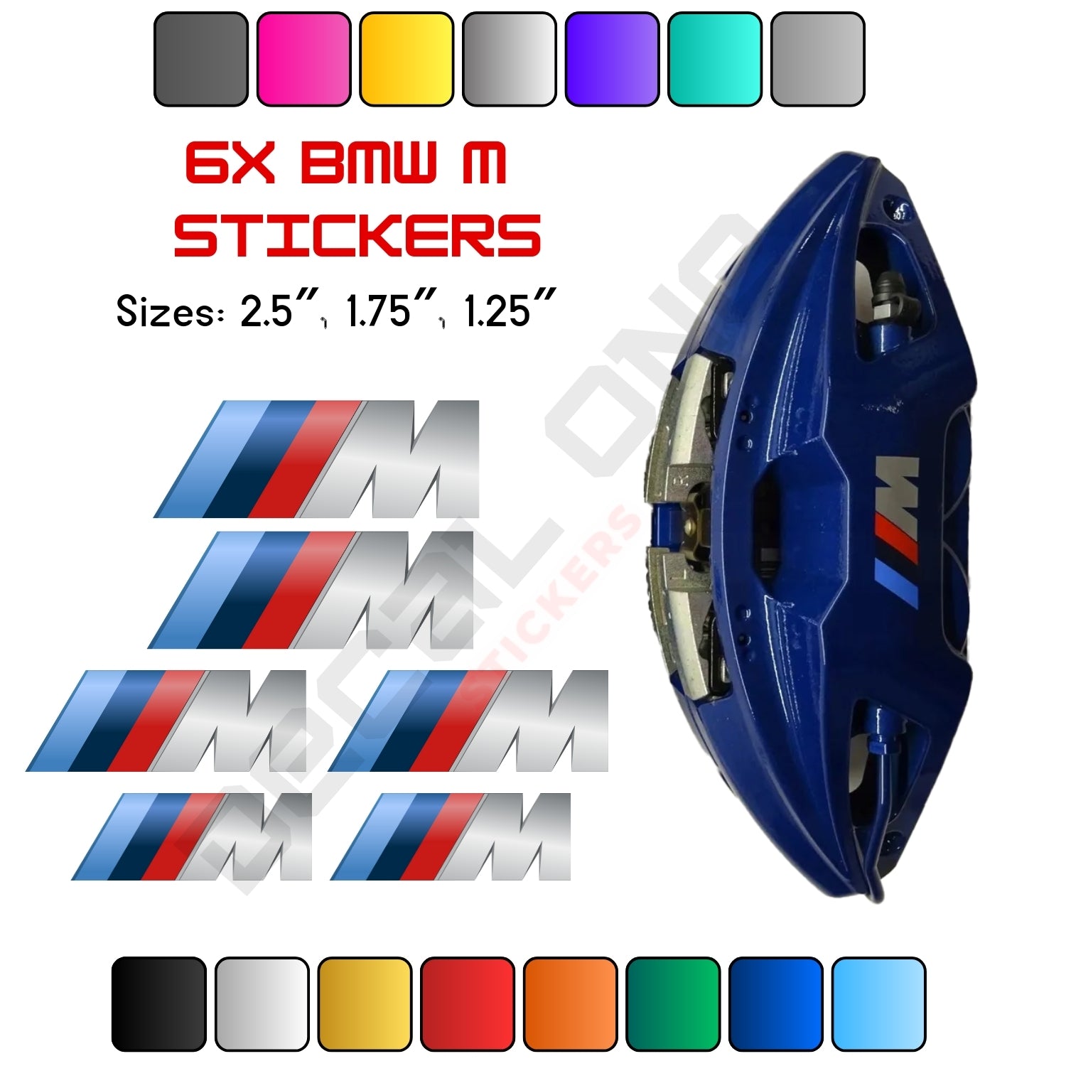 6x BMW M Séries Caliper Stickers