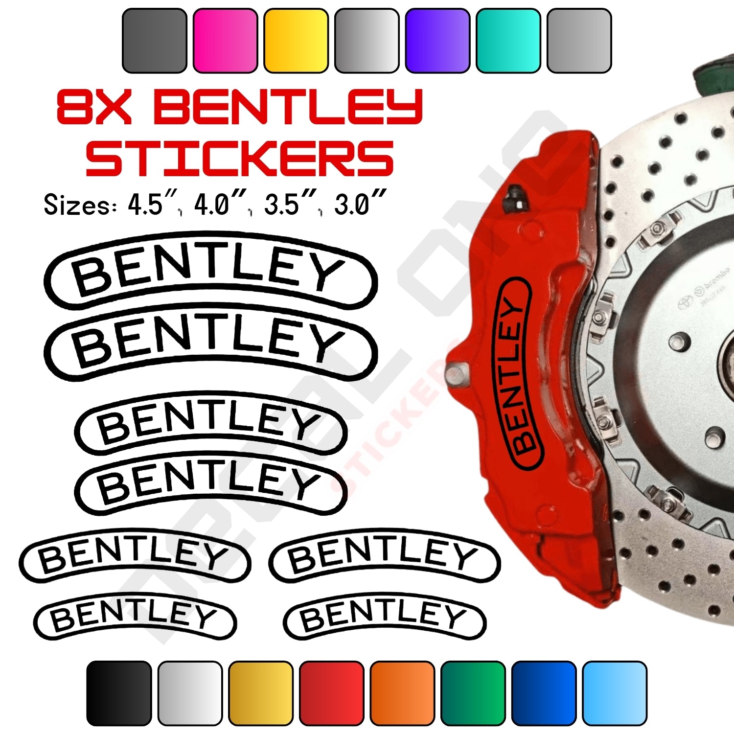 8x Bentley Caliper Stickers