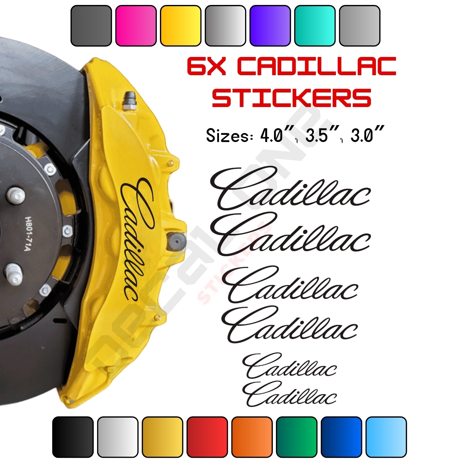 6x Cadillac Caliper Stickers