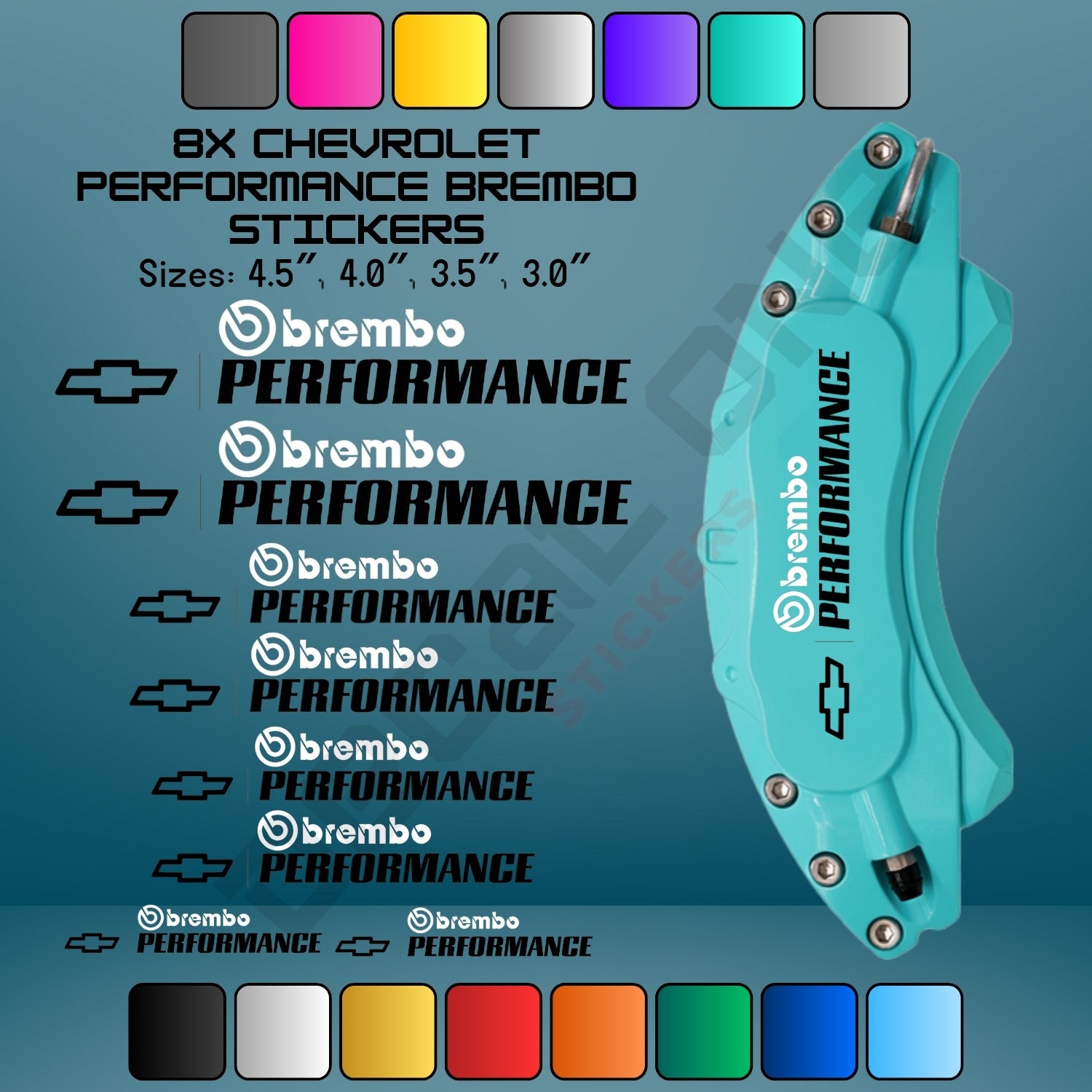 8x Chevrolet Performance Brembo Caliper Stickers