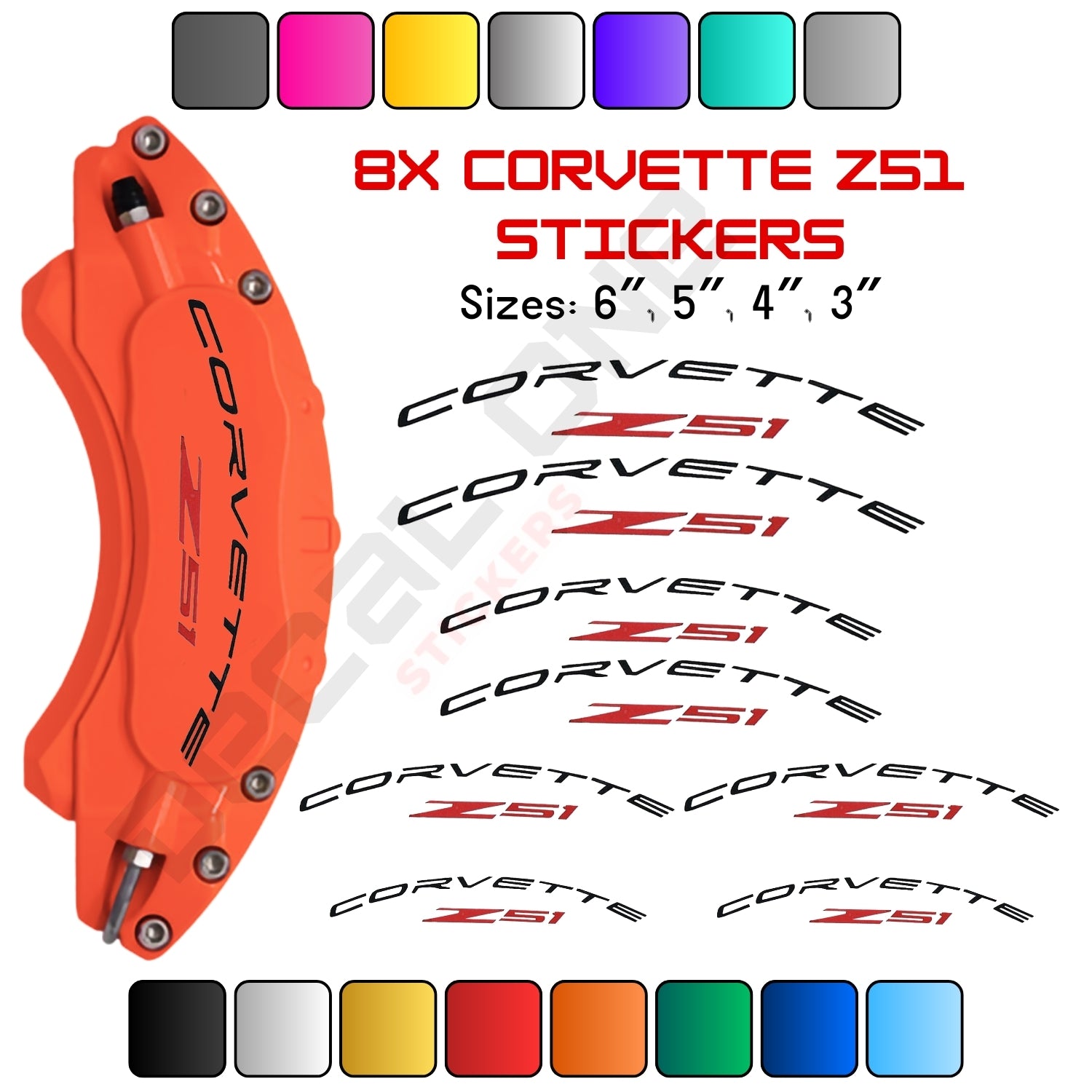 8x Corvette Z51 C8 Caliper Stickers