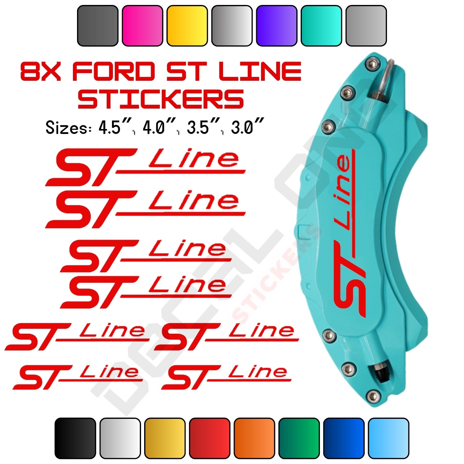 8x Ford ST Line Caliper Stickers