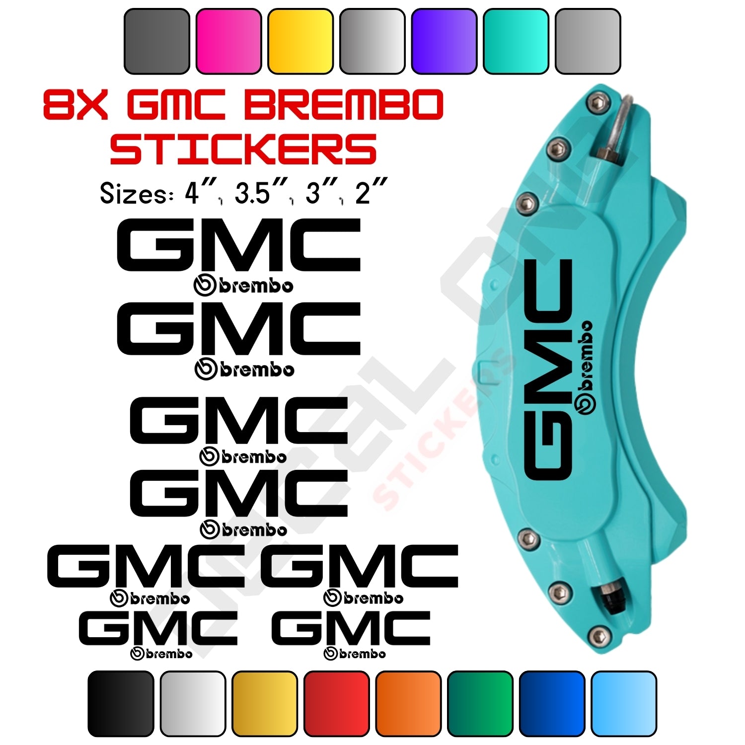 8x GMC Brembo Caliper Stickers