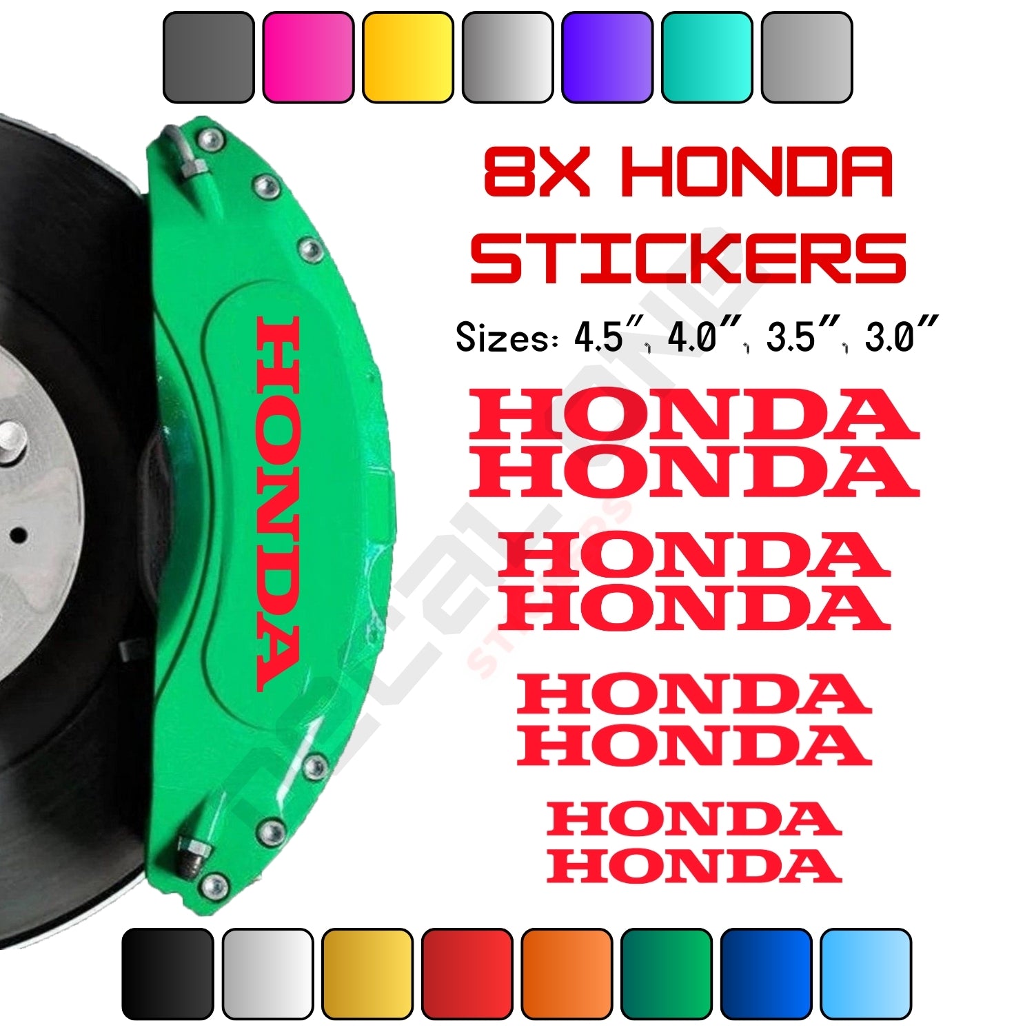 8x Honda Caliper Stickers