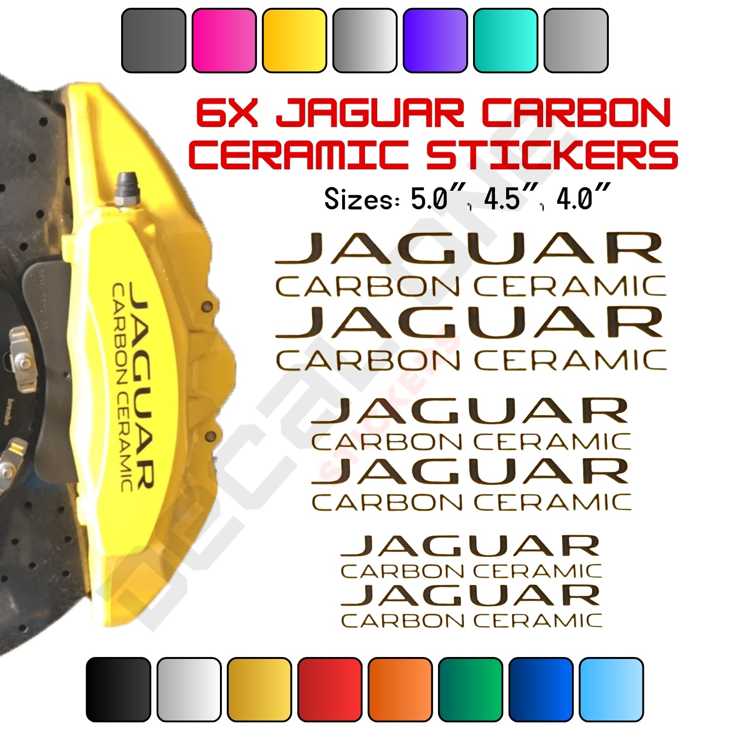 6x Jaguar Carbon Ceramic Caliper Stickers