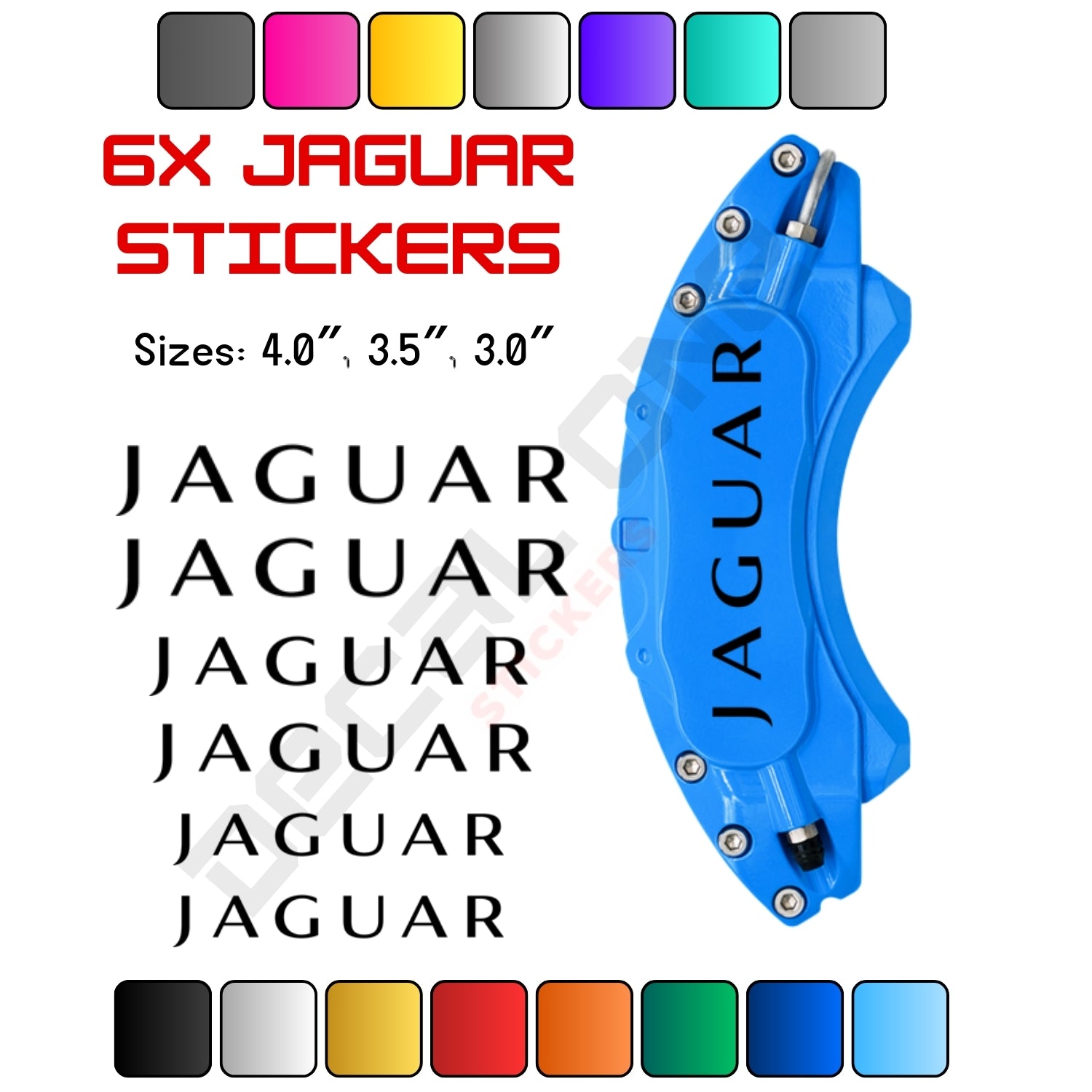 6x Jaguar Caliper Stickers