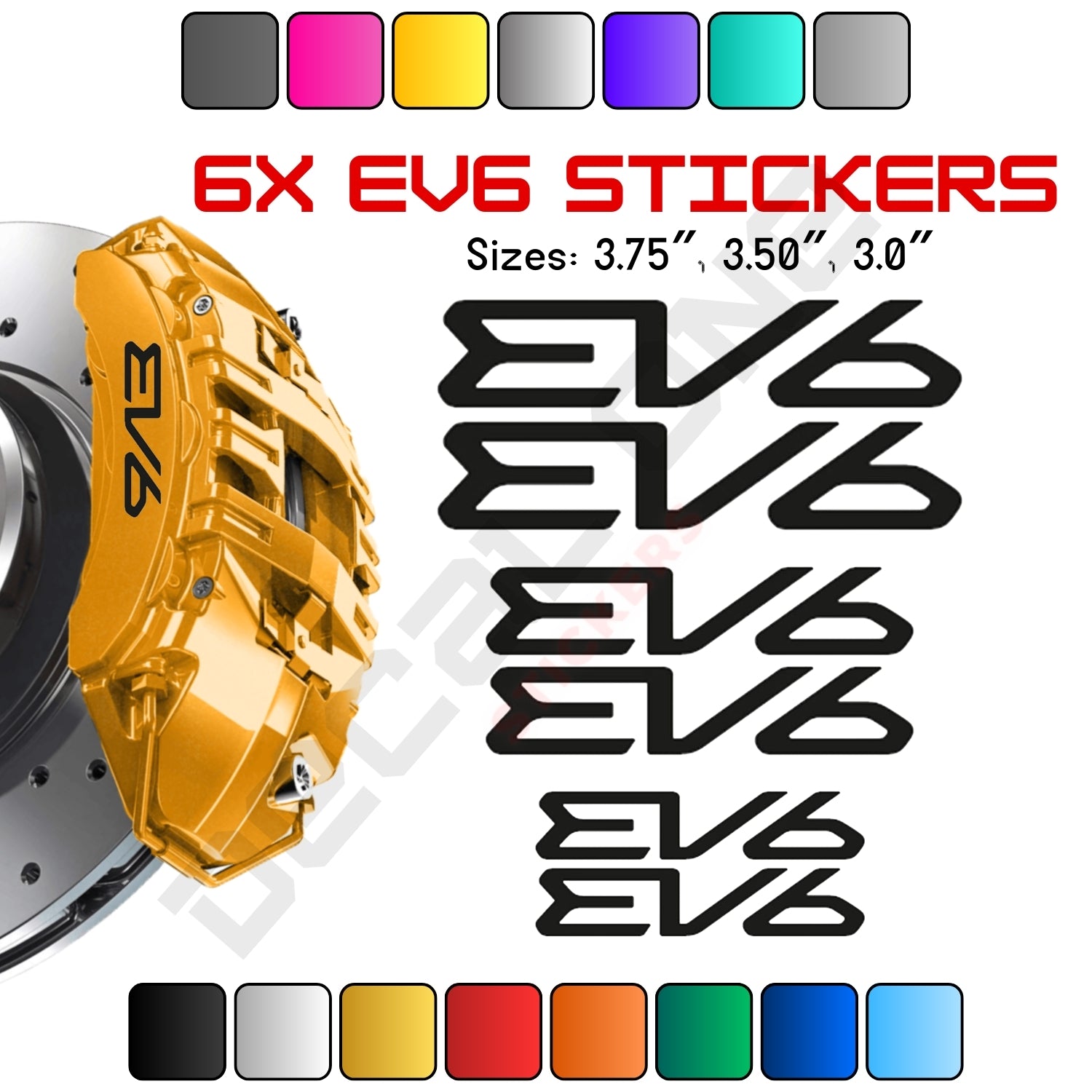 6x Kia EV6 Caliper Stickers