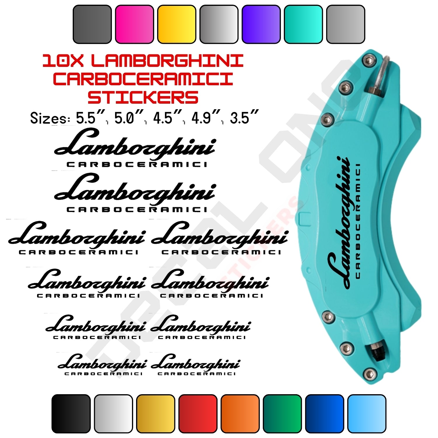 10x Lamborghini Carboceramici Caliper Stickers