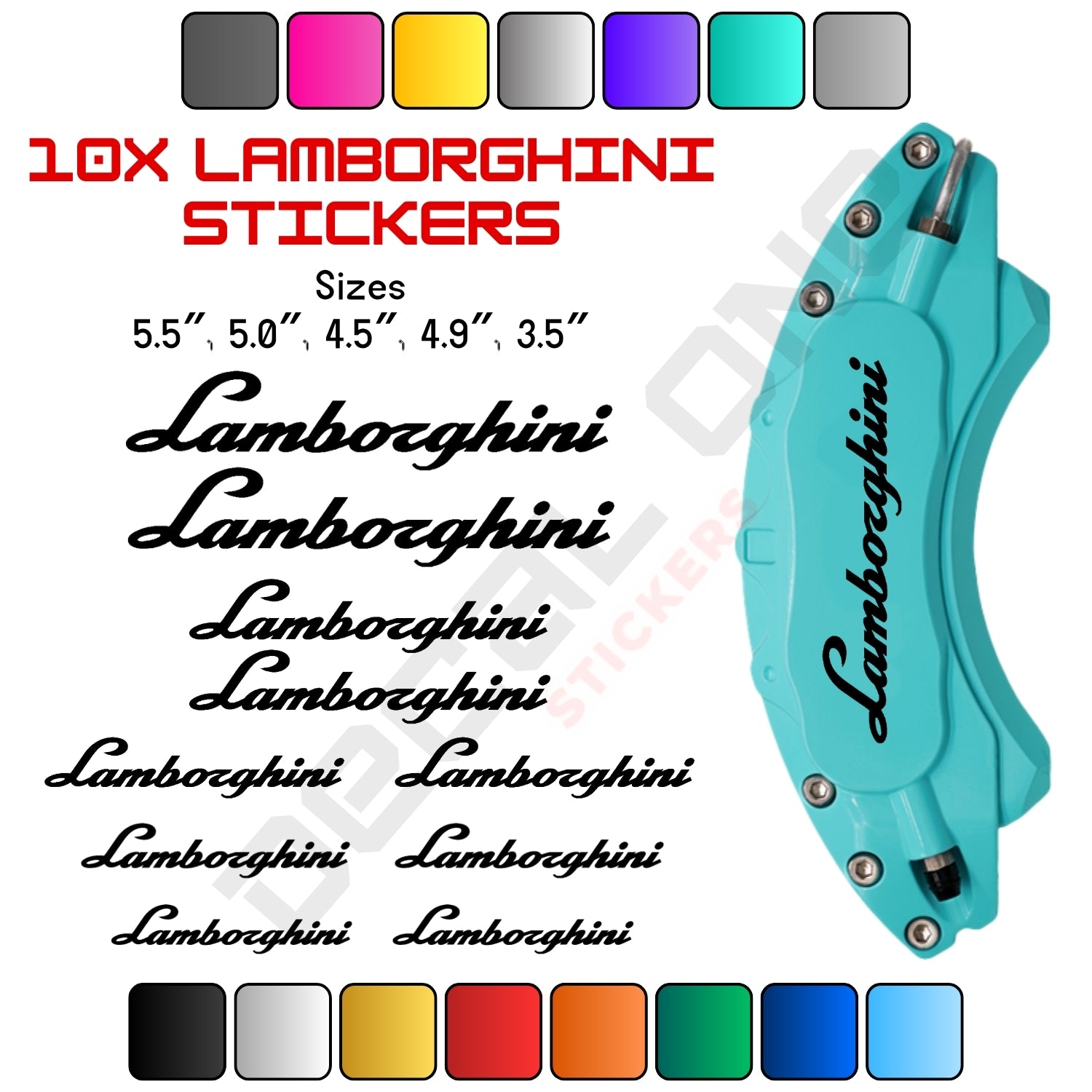 10x Lamborghini Caliper Stickers