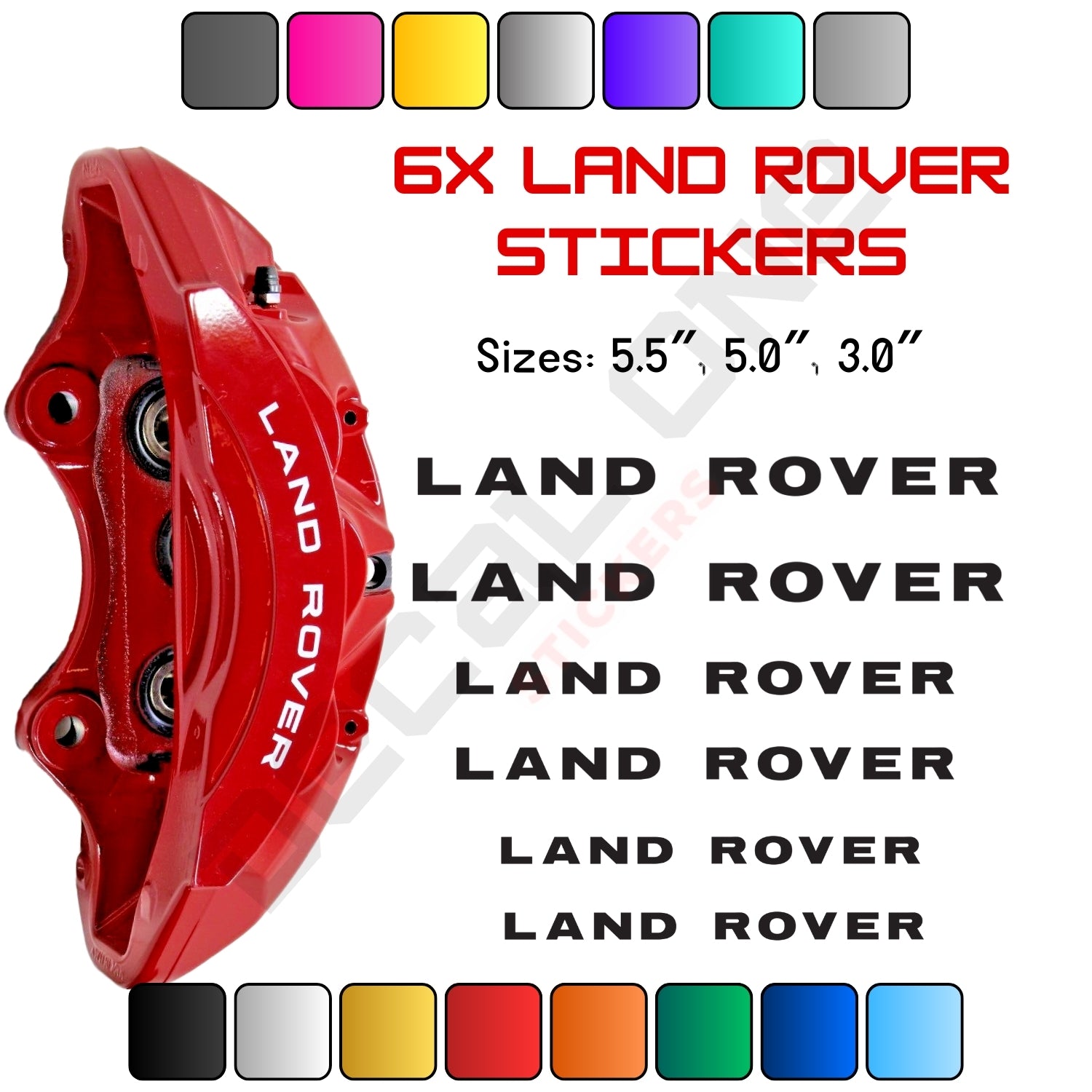 6x Land Rover Caliper Stickers