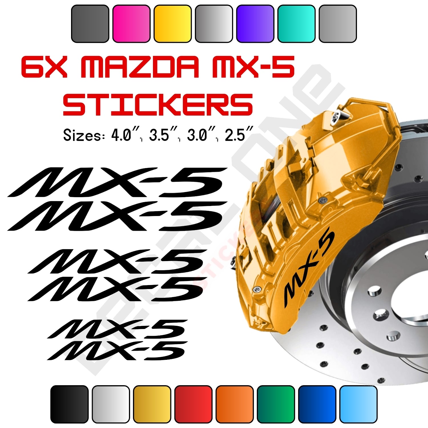 8x Mazda MX-5 Caliper Stickers