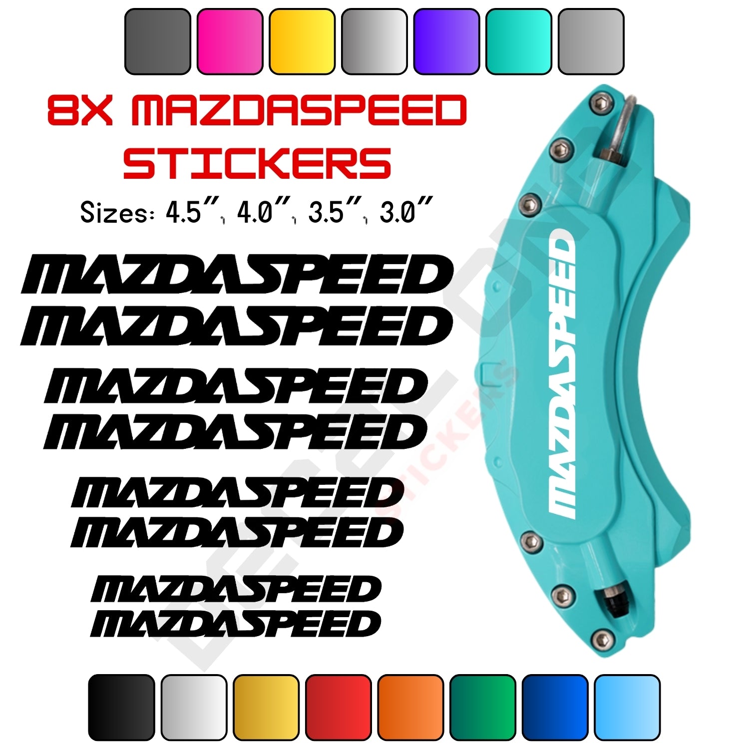 8x Mazda Speed Caliper Stickers