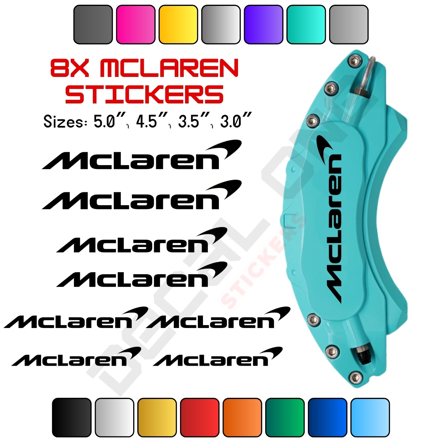 8x McLaren Caliper Stickers