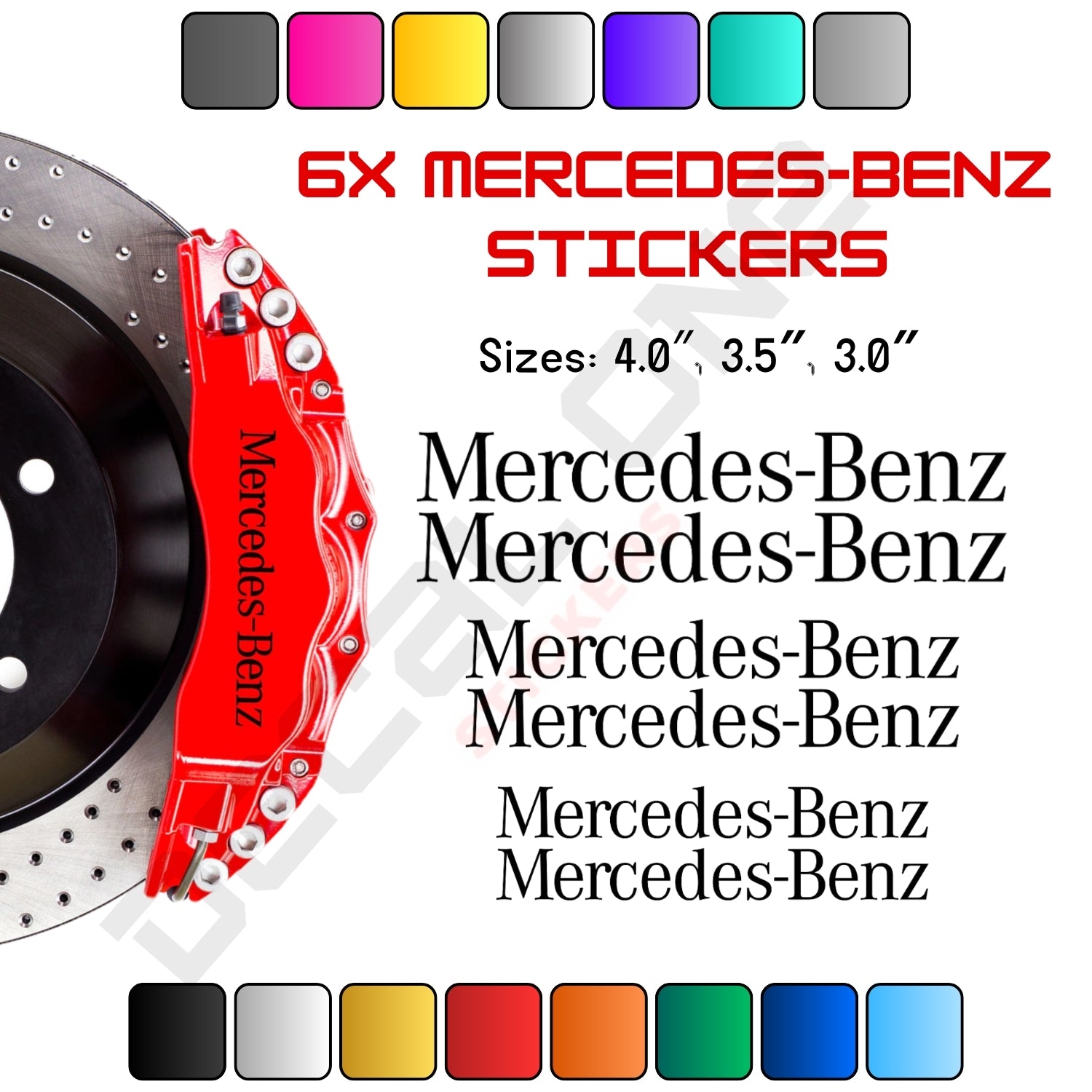 6x Mercedes-Benz Caliper Stickers