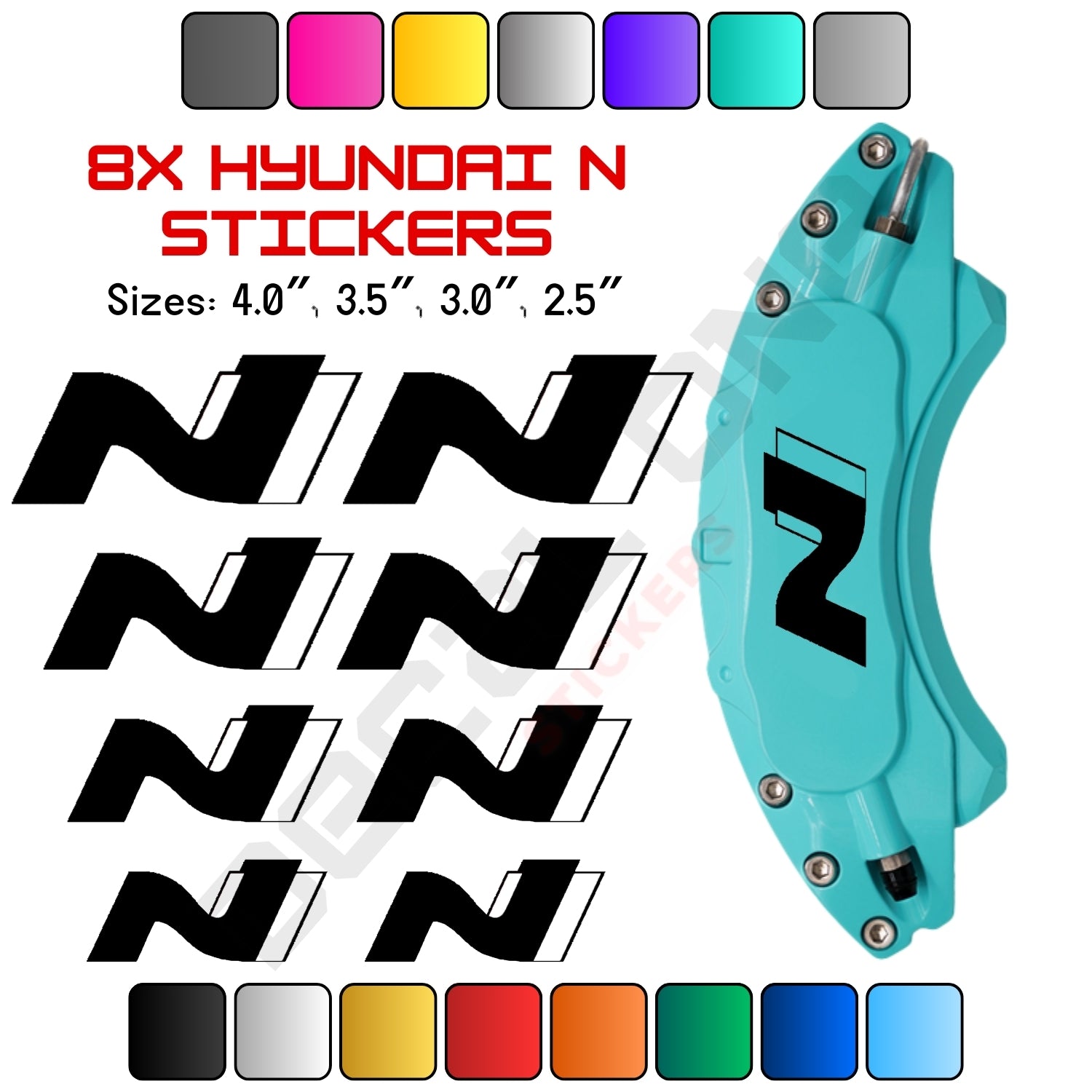 8x Hyundai N Performance Caliper Stickers