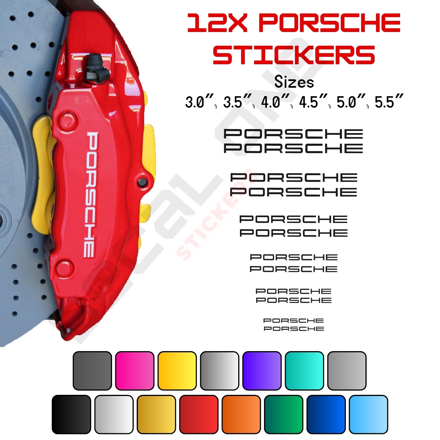 12x Porsche Caliper Stickers