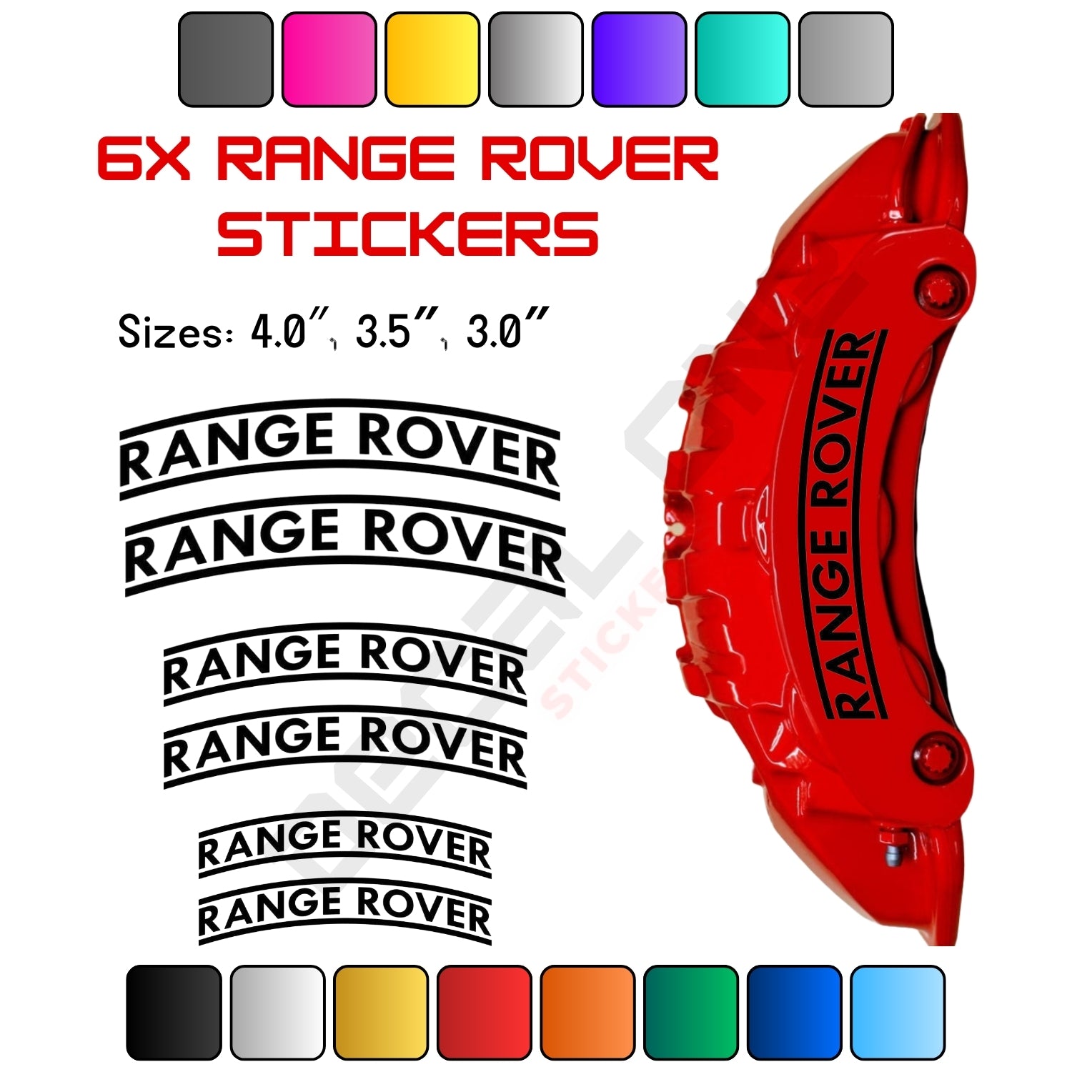 6x Range Rover Caliper Stickers