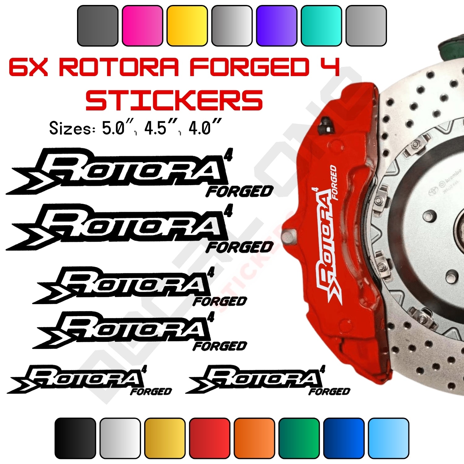 6x Rotora Forged 4 Caliper Stickers