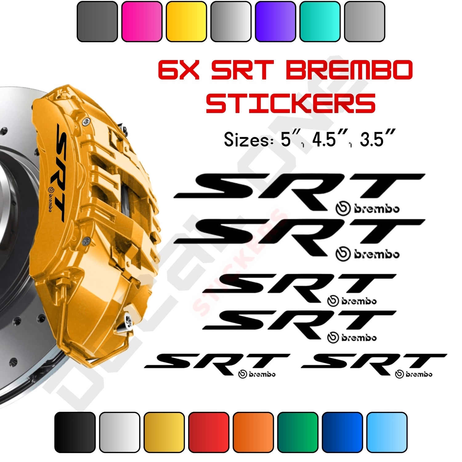 6x Dodge SRT Brembo Caliper Stickers