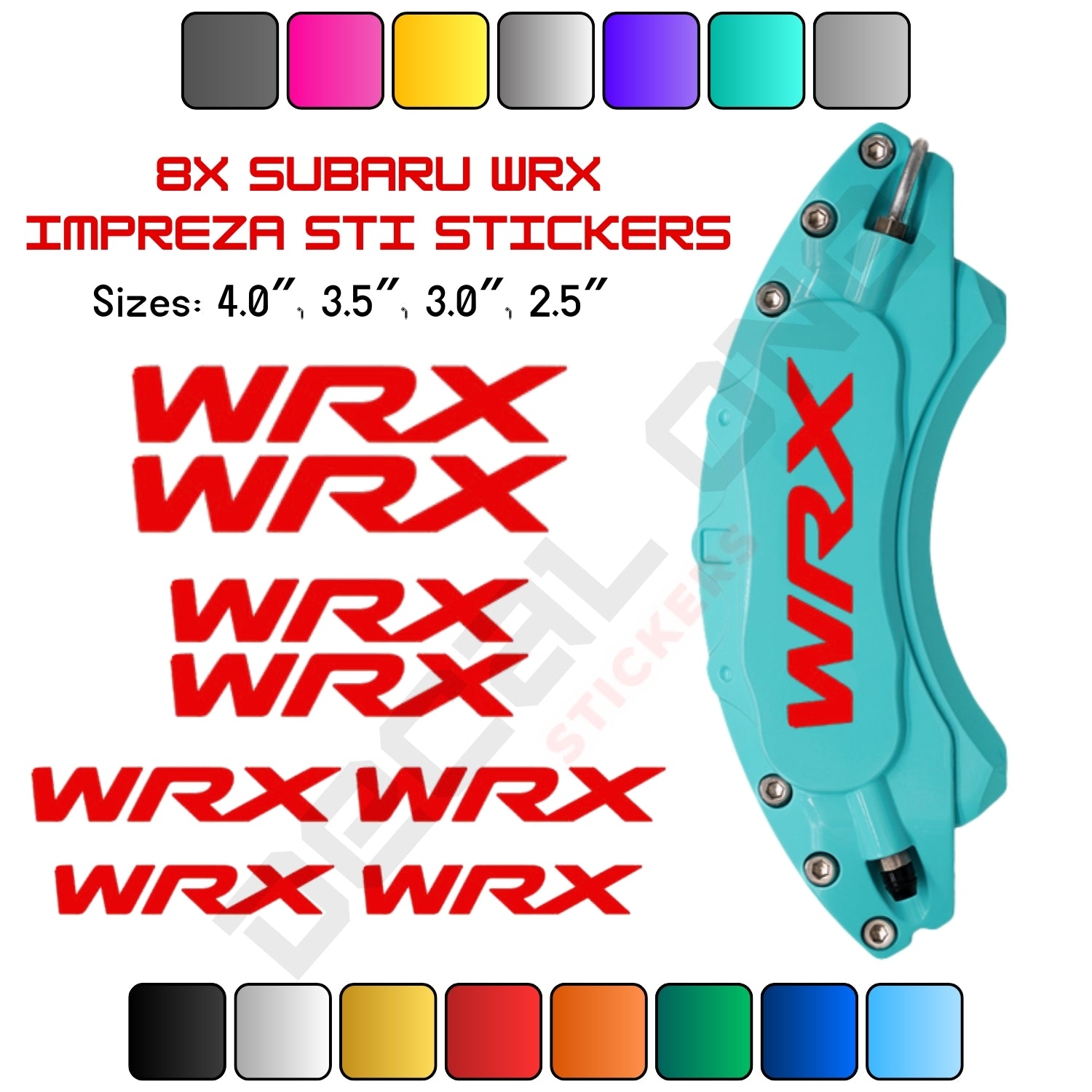 8x Subaru WRX STI Caliper Stickers