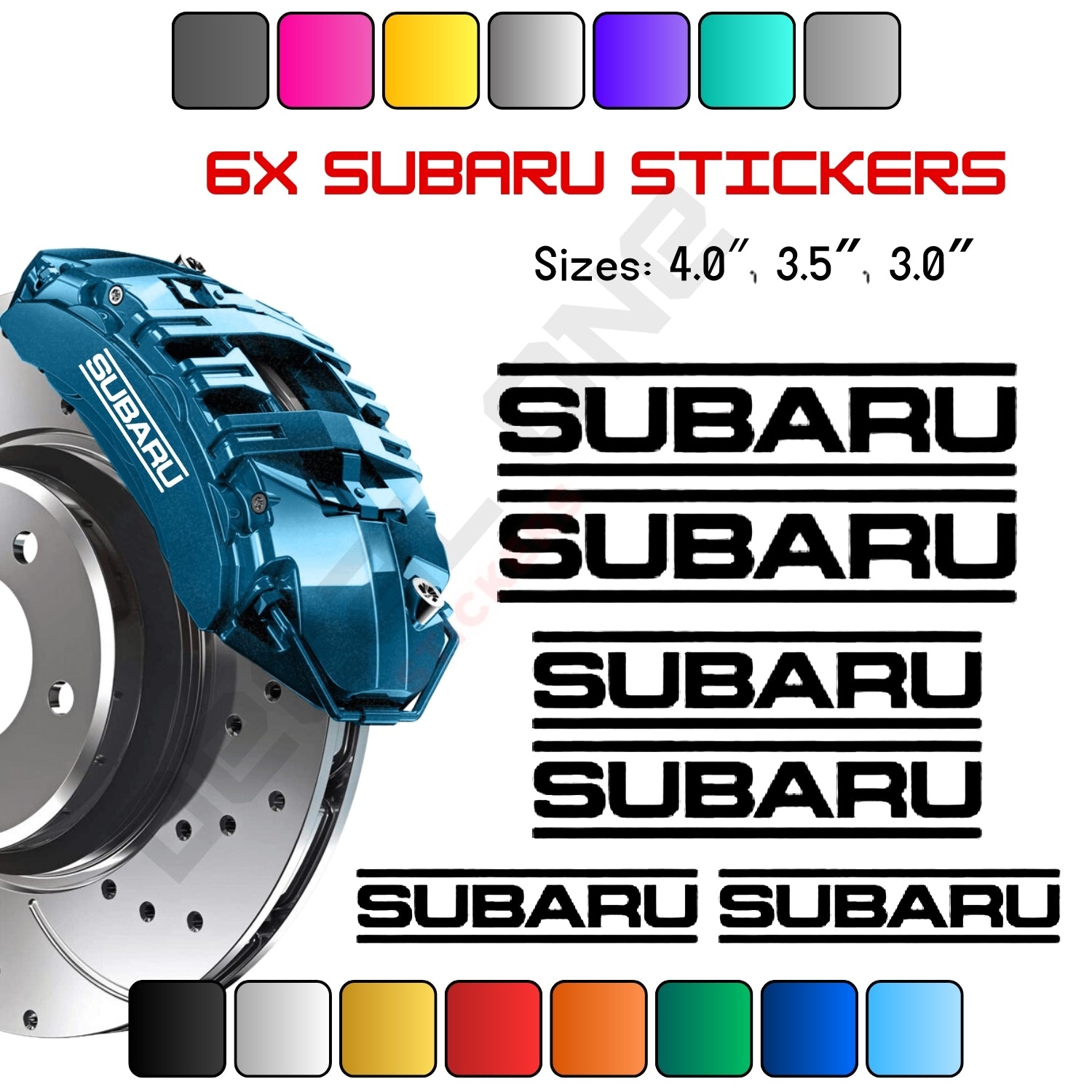 8x Subaru STI Caliper Stickers