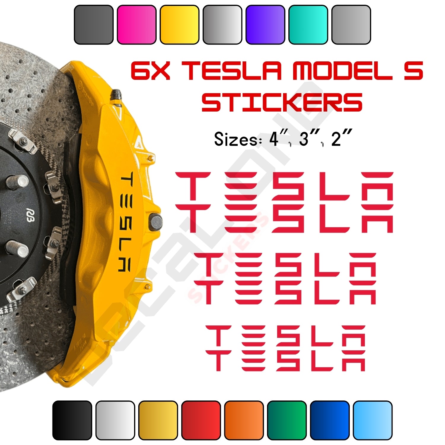 6x Tesla Model S Caliper Stickers