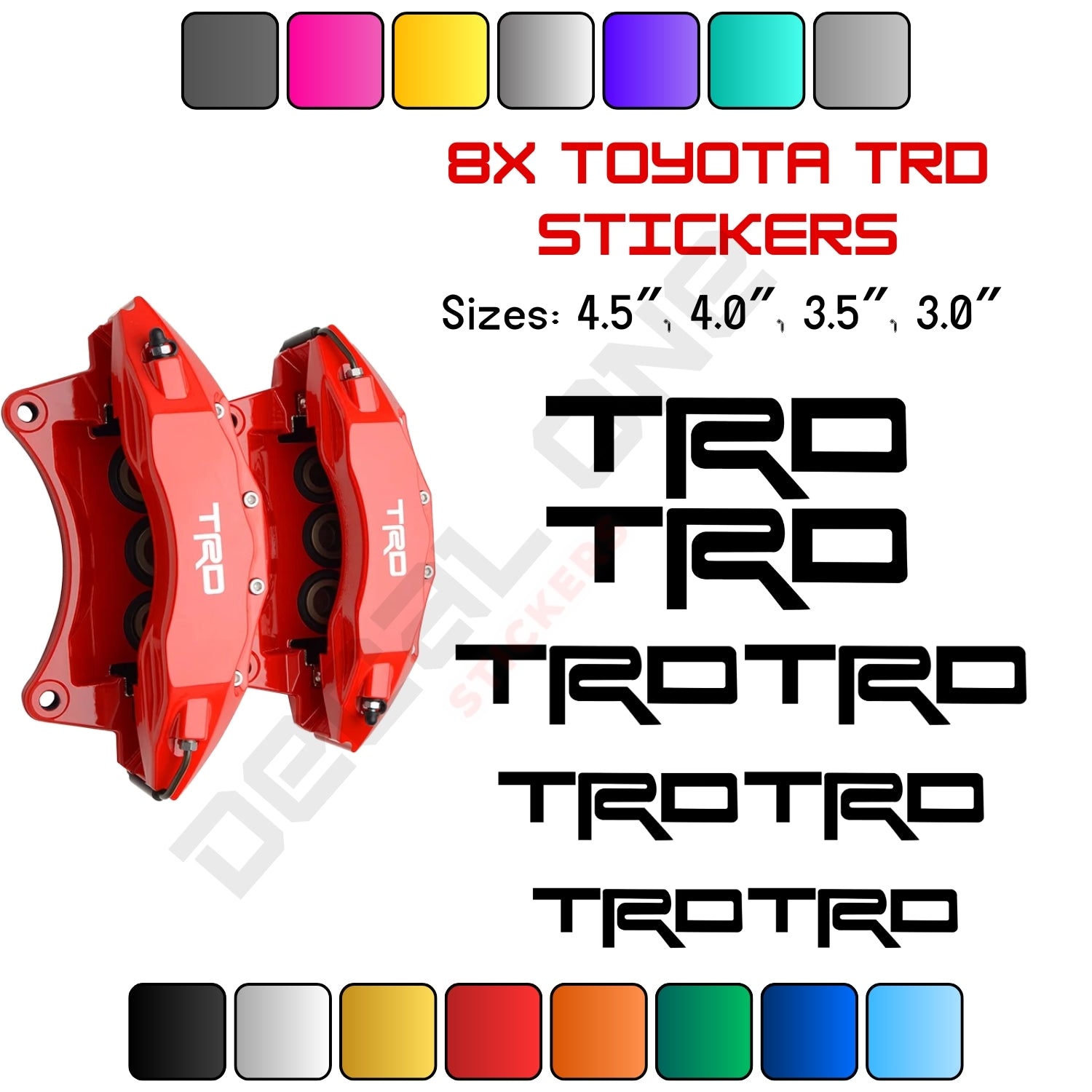 8x Toyota TRD Caliper Stickers